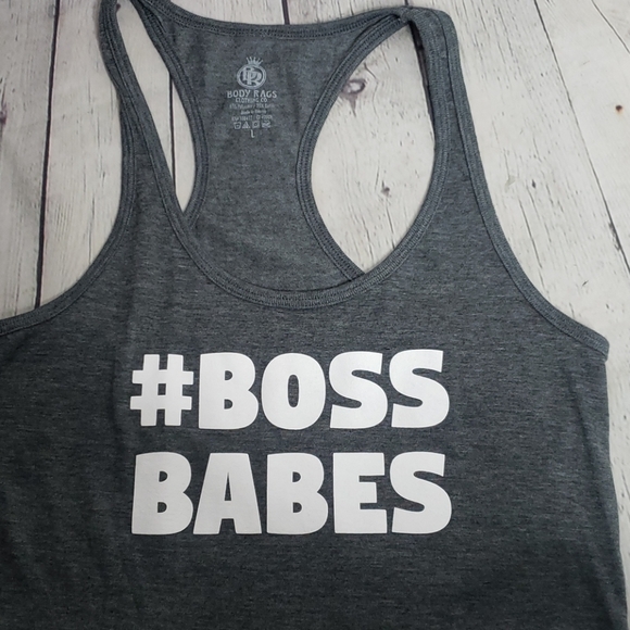BOSS BABE GREY RACERBACK WORKOUT TANK - Picture 6 of 6